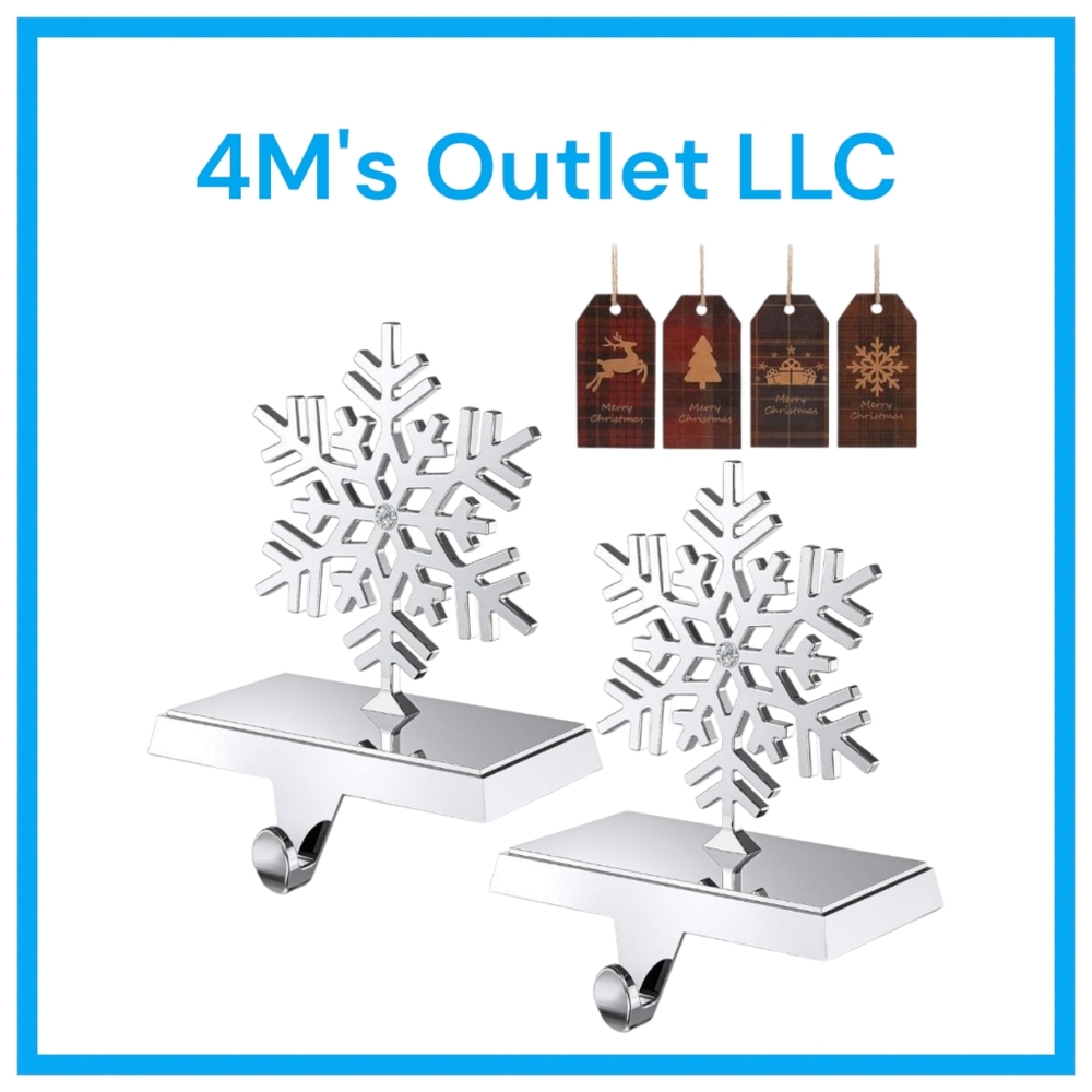 Silver Snowflake Stocking Holders Set Of 2